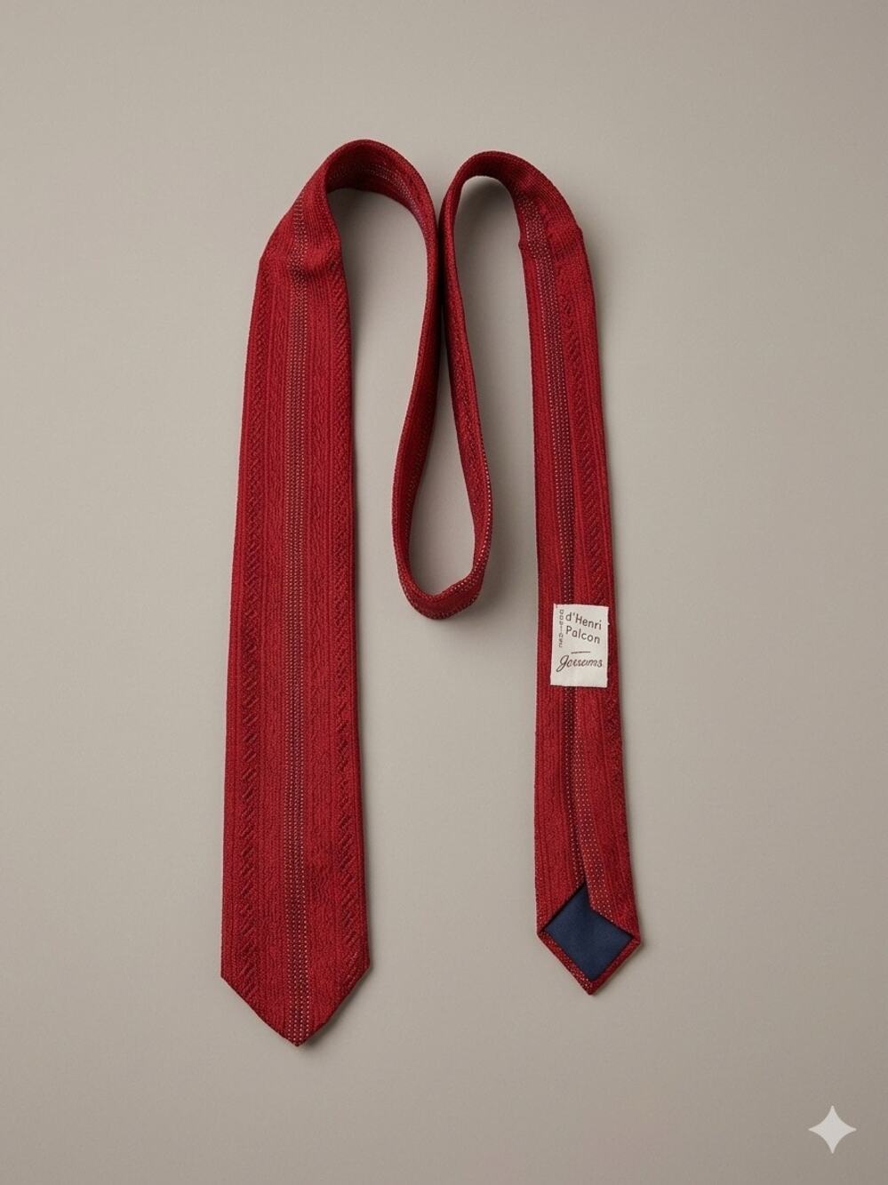Vintage Jerrems d'Henri Falcon Dentelle Red Knit Tie Made In Italy 2” Width